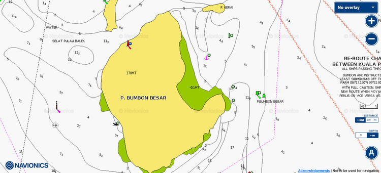Открыть карту Navionics якорной стоянки яхт у острова Бумбон Бесар