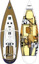 Poncin Diva 44 deck plan, layout