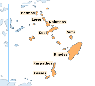 ������� ����������. ����� ������ / Dodecanese Islands. Map of Greece