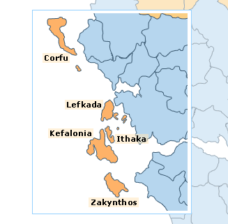 ���������� �������. ����� ������ / Ionian Islands. Map of Greece